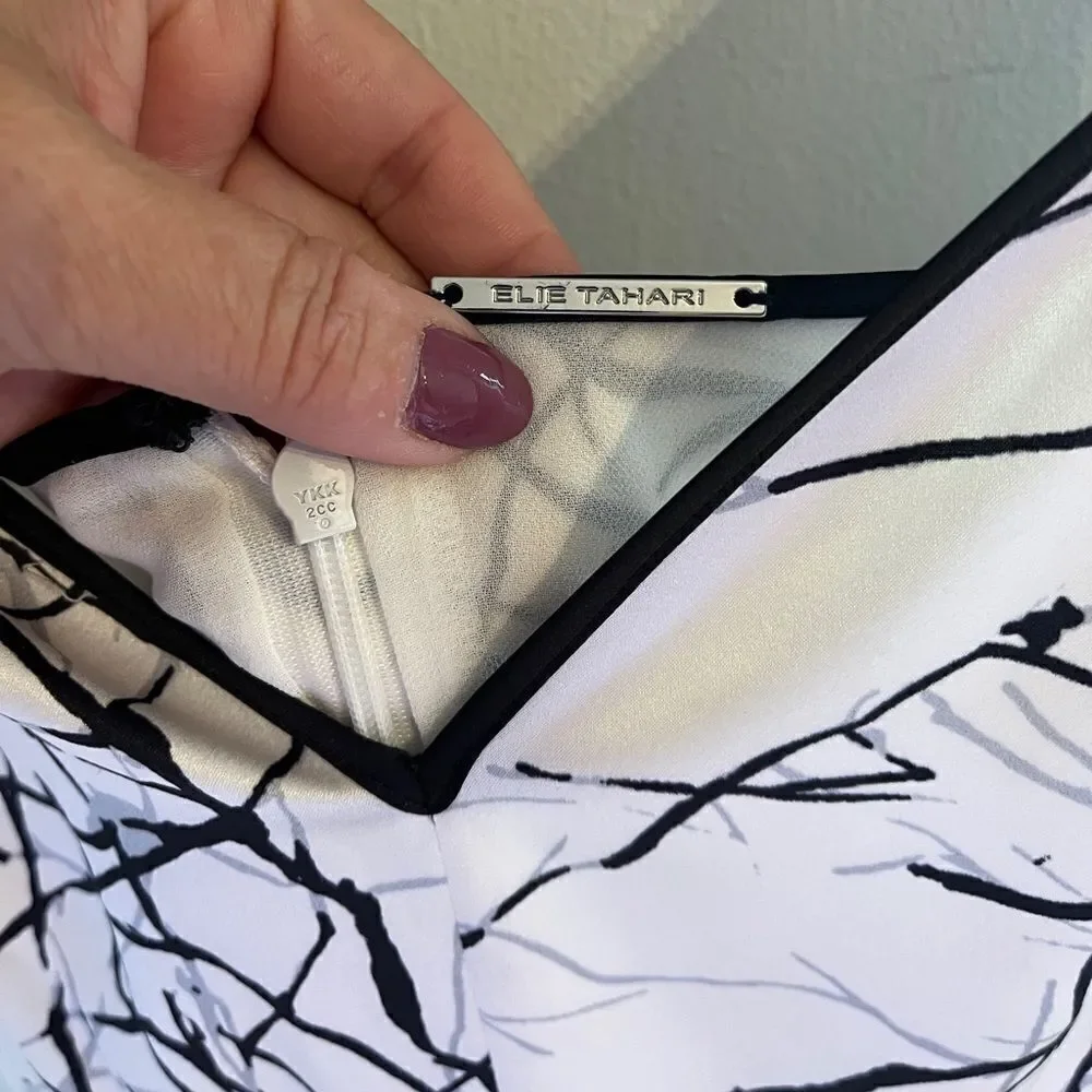 Elie Tahari Seldana Abstract-Print 100% Silk Slip Dress US 4 - Picture 5 of 9